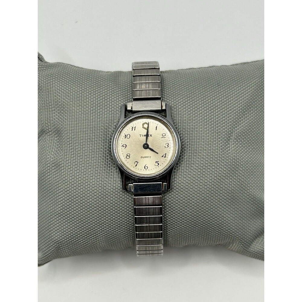 Timex Women’s Quartz Watch Silver Tone Expansion Band Arabic Dial Vintage Style